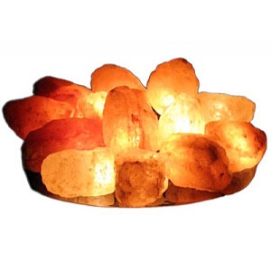 Солевая лампа "Огненная чаша" с 15 камнями на блюде SLL-12055-15