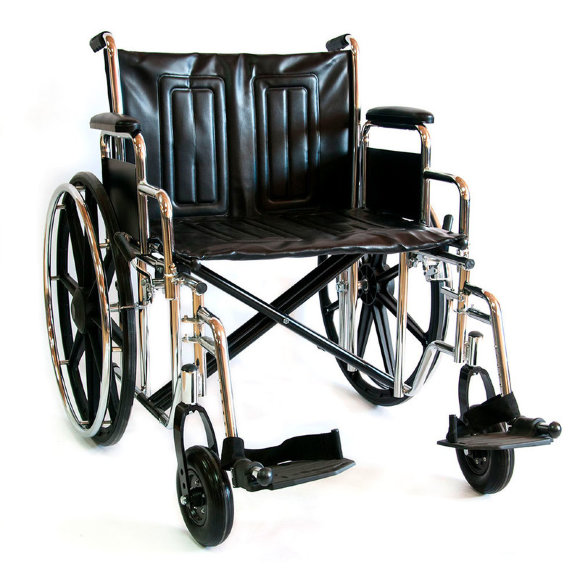 Кресло-коляска ивалидная механическая 711АЕ-51 (51см) (кож.зам) пневматические колеса "Мега-Оптим".