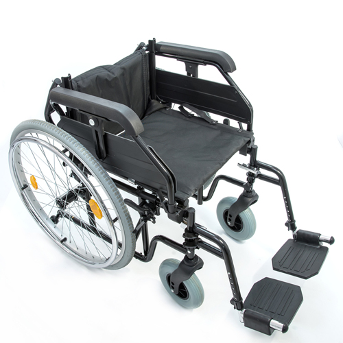 Кресло-коляска ивалидная стальная 712N-1 (43см) цельнолитые колеса "Мега-Оптим".