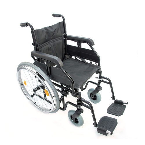 Кресло-коляска ивалидная стальная 712N-1 (43см) цельнолитые колеса "Мега-Оптим".